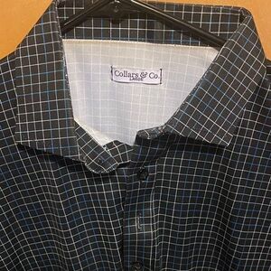 Collars & Co. Men's Black and Blue Checkered Casual Shirt